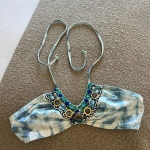 Victoria’s Secret Blue Tie-Dye Halter Bikini Top